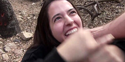 Quick outdoor doggy style fuck with a nice brunette Abbie Maley