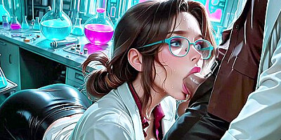 Smart beauty warms sterile room as your hands explore her science curves