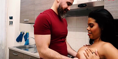 Luca Borromeo And Kesha Ortega In Fucking Venezuelan In The Kitchen