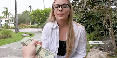 Big tit flashing teen fucked hard outdoors