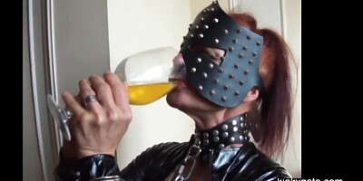 my latex slave used as urinal