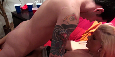 Cute and kinky blonde with large tits is getting touched a lot