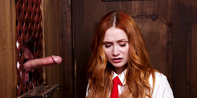 Pale-skinned redhead spinner Scarlet Skies gets banged by older man