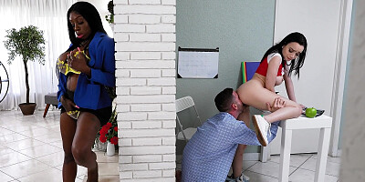 Ebony Mystique and Selina Imai get properly fucked in the living room