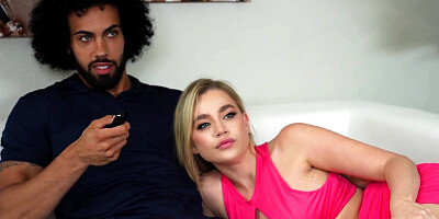 Pretty gal Blake Blossom sucks BBC and gets fucked all over the house