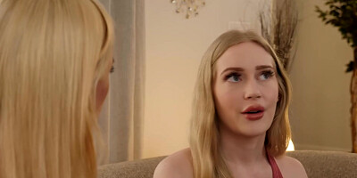 Lesbian milf welcoming blonde neighbor through scissoring