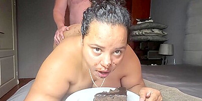 Getting Messy As I Am Getting Fucked Doggystyle While Eating Cake