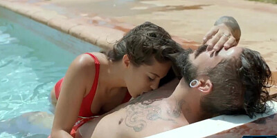 Spanish lifeguard beauty saves a guy