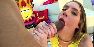 Cadence Lux sucks BBC and gets fucked hard with her fishnets on