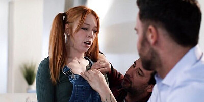 Gorgeous double penetration with a skinny redhead Madi Collins