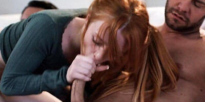 Gorgeous double penetration with a skinny redhead Madi Collins