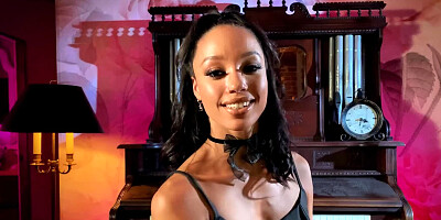 Black witch in boots pours body with hot wax and masturbates