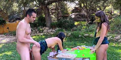 Sona Bella and Selina Bentz get their wet holes plowed