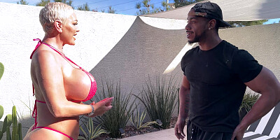 Curvy Kaden Kole with fake tits fucks a black stranger