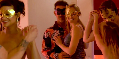 Masked costume party with MILFs, teens, and hot orgasms