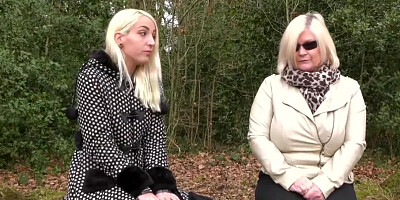 Old granny seduced by a cute blonde teen in the park