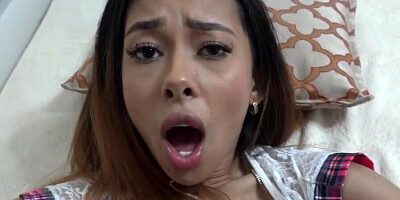 Horny teen likes to deepthroat a big dick after school
