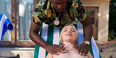 Luscious blonde Chocolate God sucks BBC and gets an orgasm