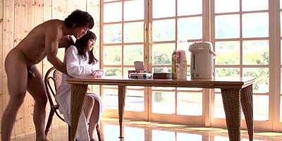 Passionate standing sex with young brunette Saya Niiyama