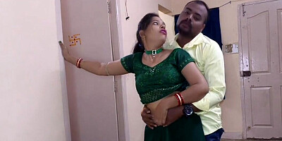 Thick brunette and a chubby lad screwing on camera