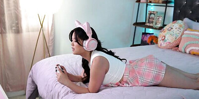 Good interracial sex in the missionary pose with a hot Lulu Chu