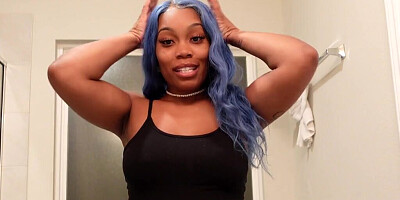 Big booty black hottie takes his oversized cock inside