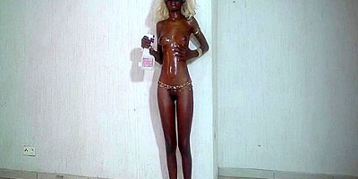 Perfect Oily Dark Skin Body With Perfect Tits