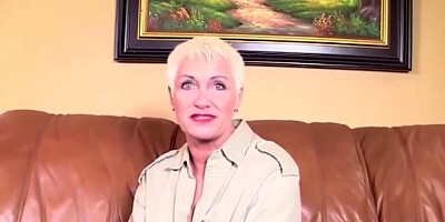 Short hair granny looks almost senile with a dick in POV