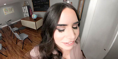 Curvy milf suttin and VR sex in the classroom