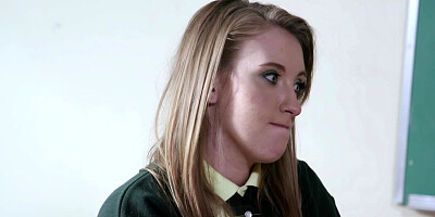 Dirty MILF fucks curvy student with strapon