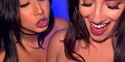 Roxie Sinner and Sarah Arabic handling a cock in POV
