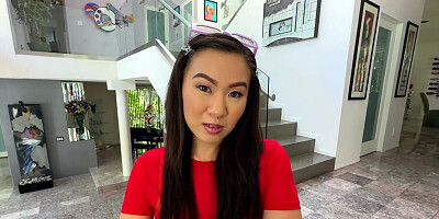 Asian stepsister surrenders to stepbrother's big WHITE dick