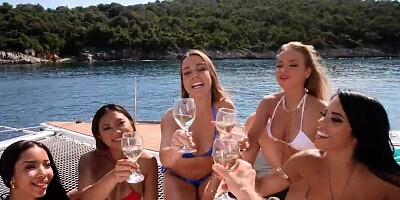 Bang at sea with girls who worship dick all the way
