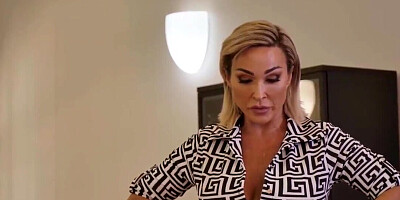 Blonde spit roasted by two in a taboo stepfam video