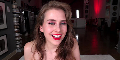 Blue-eyed hottie Fiona Sprouts stars in a POV video