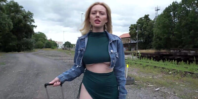 Rough looking British slag worships his dick in POV