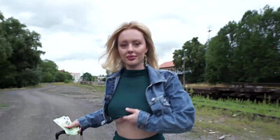 Rough looking British slag worships his dick in POV