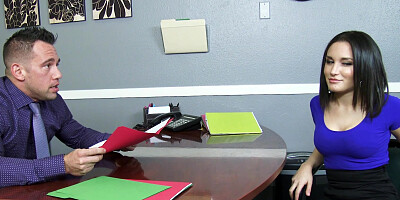 Sexy Gabriella Paltrova rides her boss's cock in the office