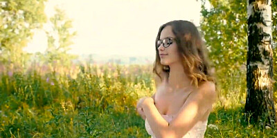 Geeky girl with sexy glasses fucks a real old fucker