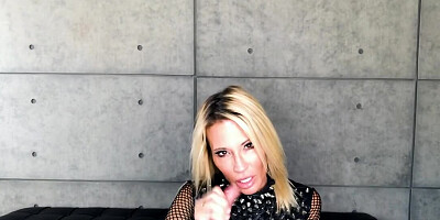 Gorgeous blonde is stimulating her asshole with a big toy
