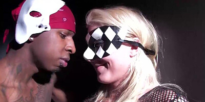 Leya Falcon is masked and ready for a black dick