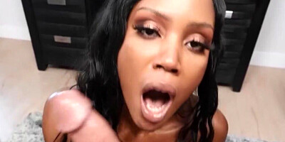 Stacked ebony August Skye gets oiled up for rough sex