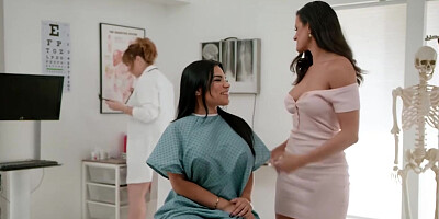 Im sucking on my milf stepmoms tits behind the doctors back