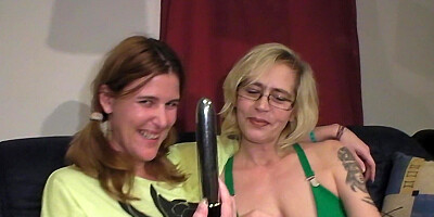 Hot lesbian babes are making a sex tape with a dildo