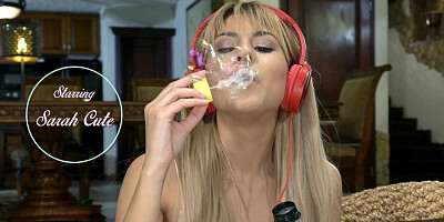Adorable blonde teen is all about bubbles and blowing