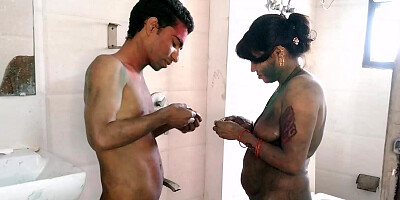 Indian couple is getting frisky in the bathroom