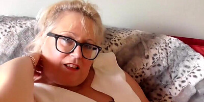 Naughty blonde grandma is still a horny deranged whore