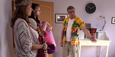 Renting a room from a horny DILF gets these hippies fucked