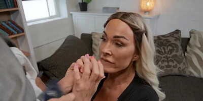 Cute blonde MILF sucks her virgin lawyer's dick for fun
