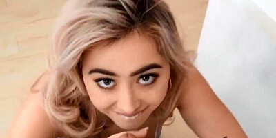 Busty blonde teen caught sucking off her bestie's bf